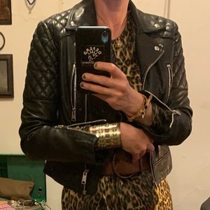 All saints black leather jacket